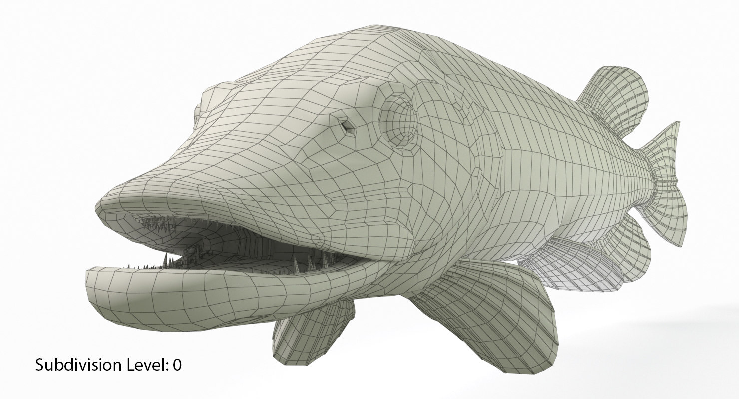 pike fish animation 3d model