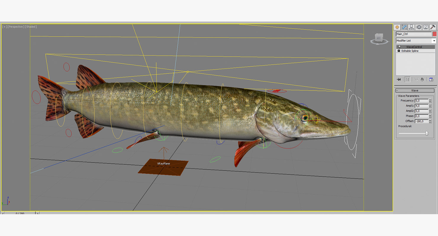 pike fish animation 3d model