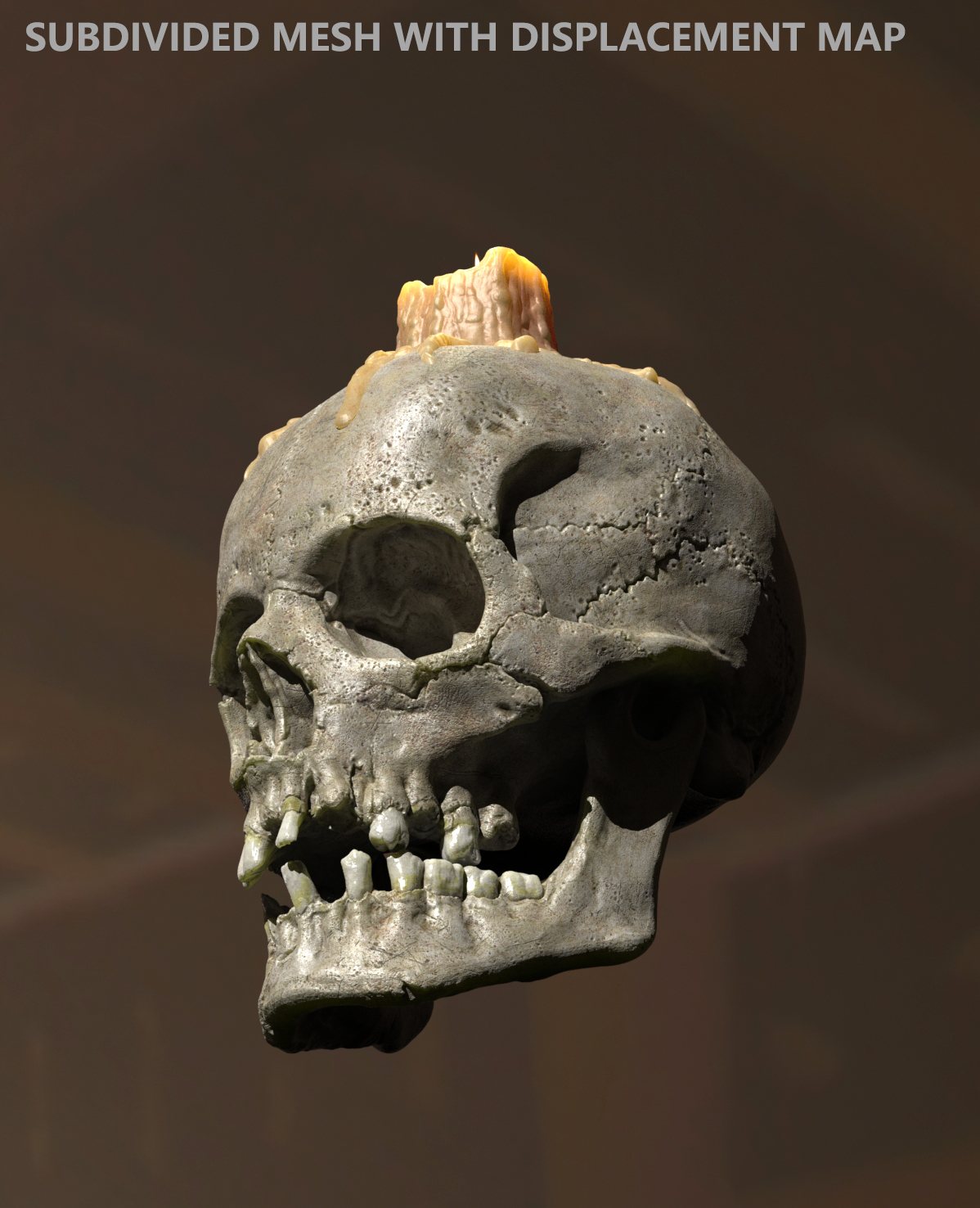头骨与蜡烛3d模型