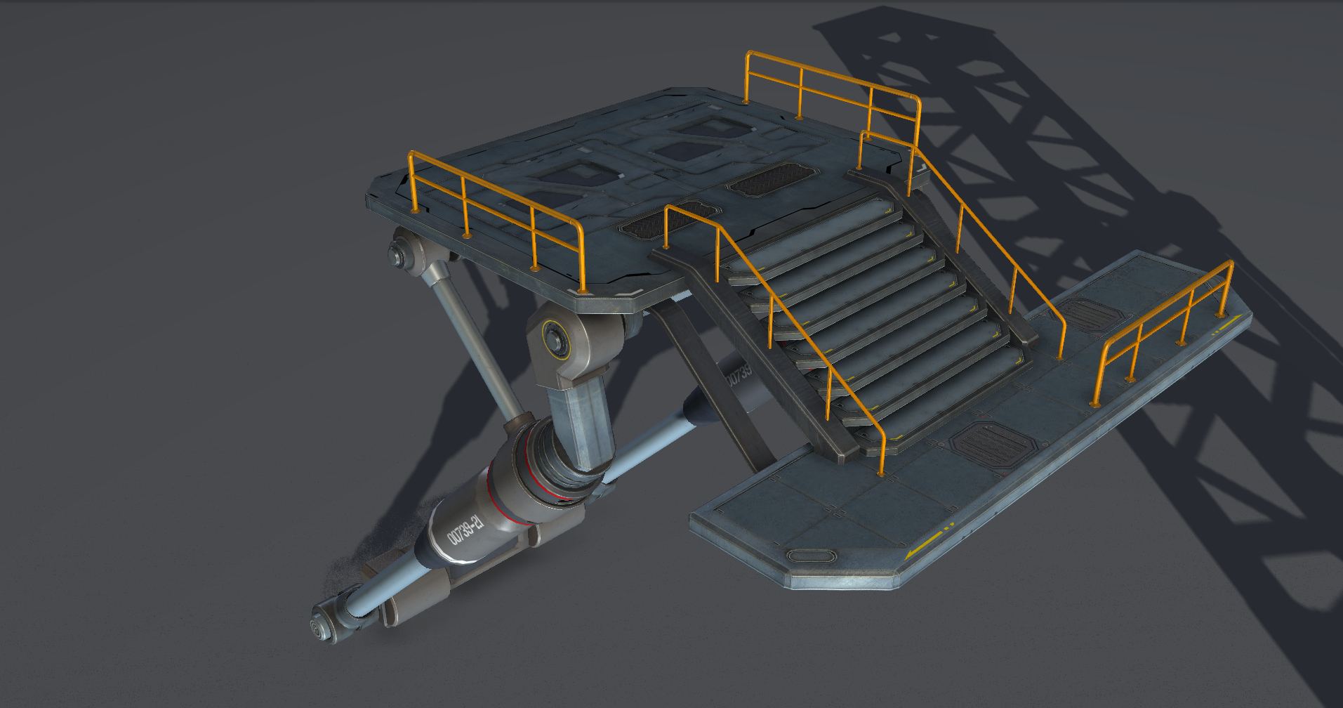 模块化科幻空间基地位置和道具 - 低聚3d模型