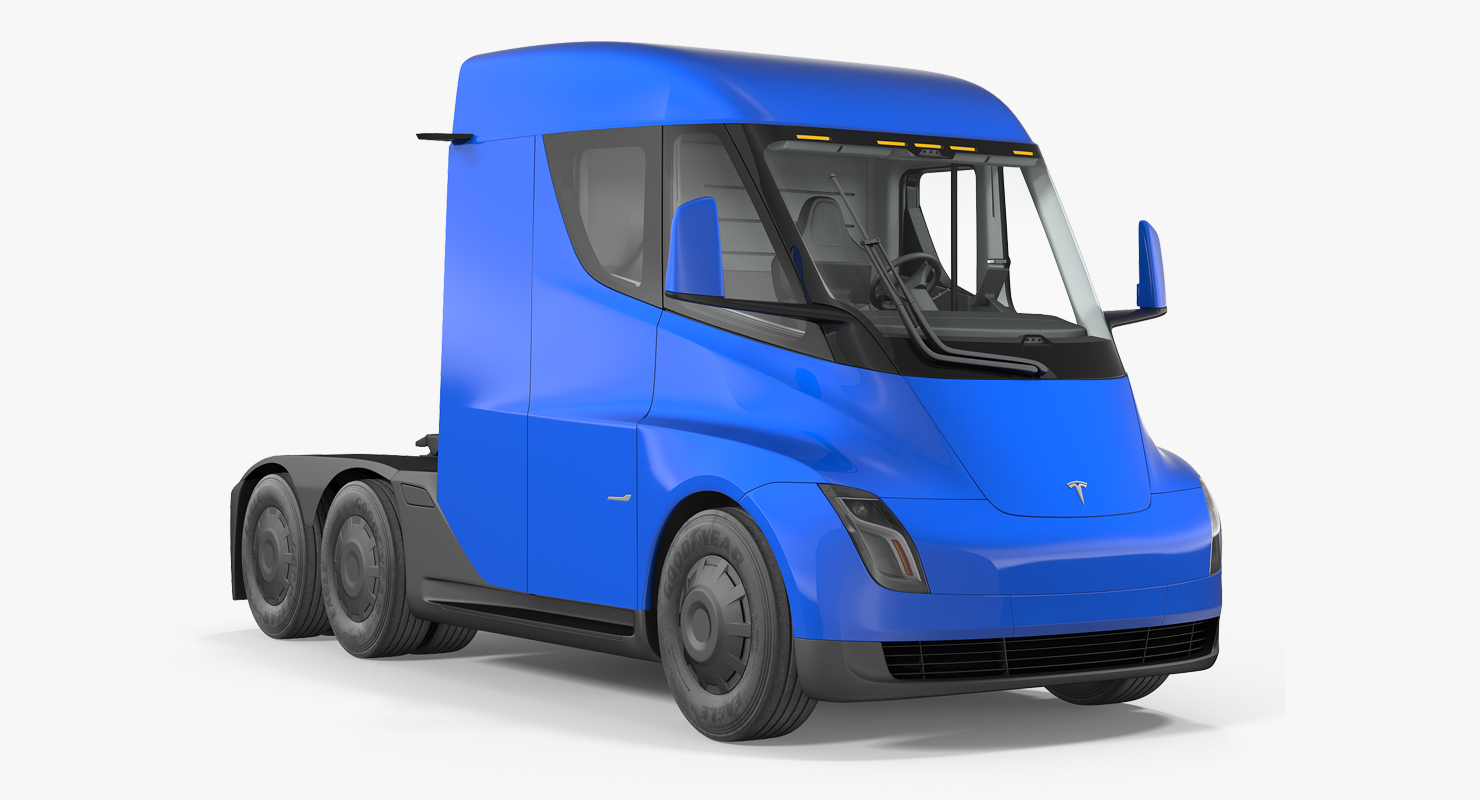 3d electric semi truck tesla model