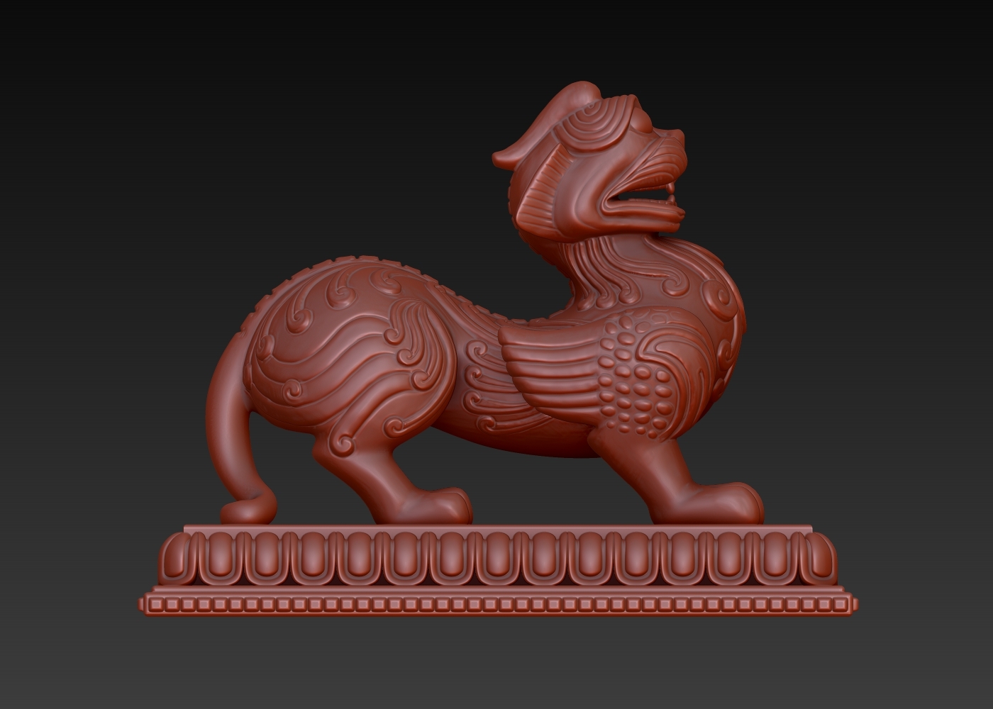 中国龙雕像3d模型