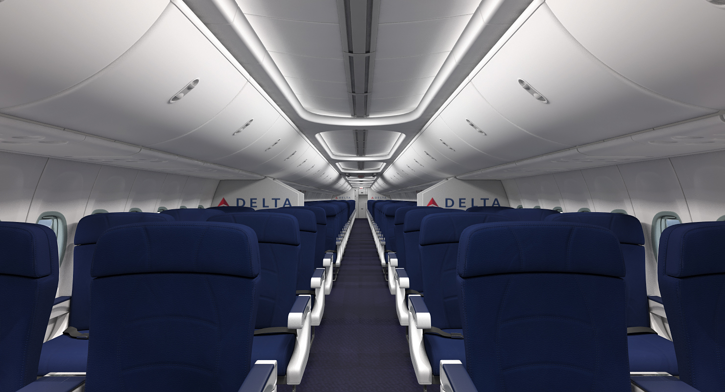 boeing 737-900 er delta with interior and doors rigged 3d model