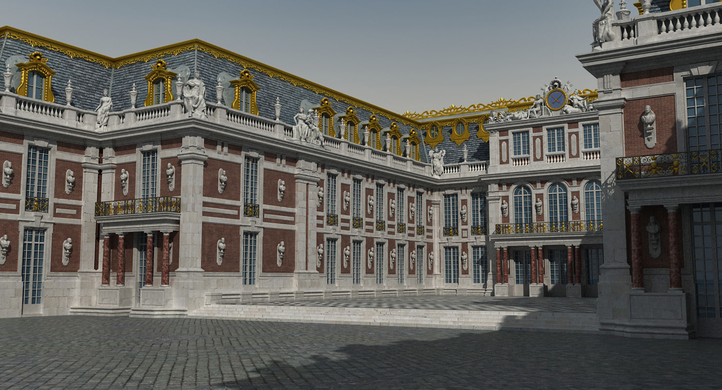 3d versailles palace entrance side