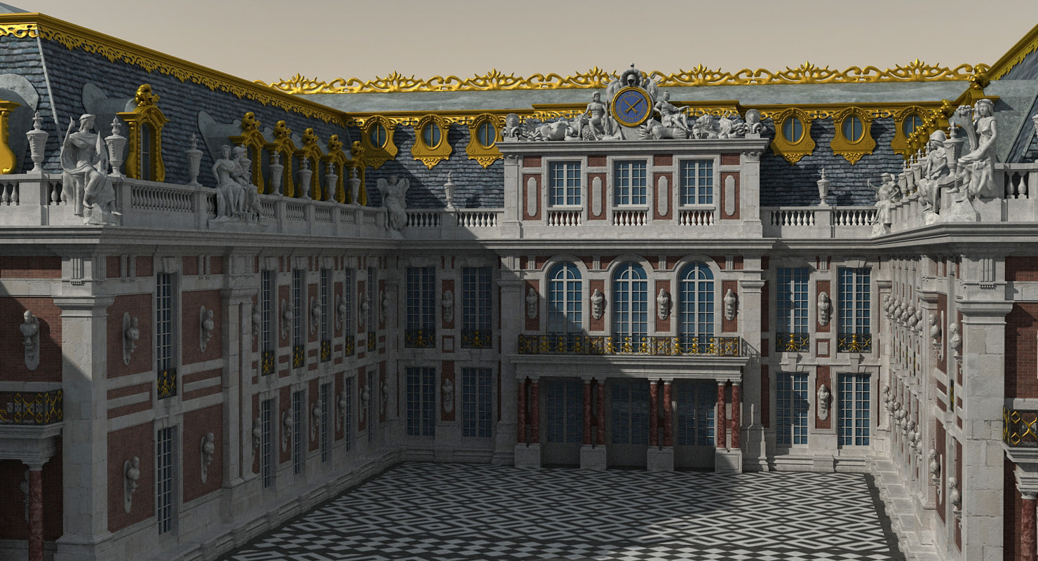 3d versailles palace entrance side