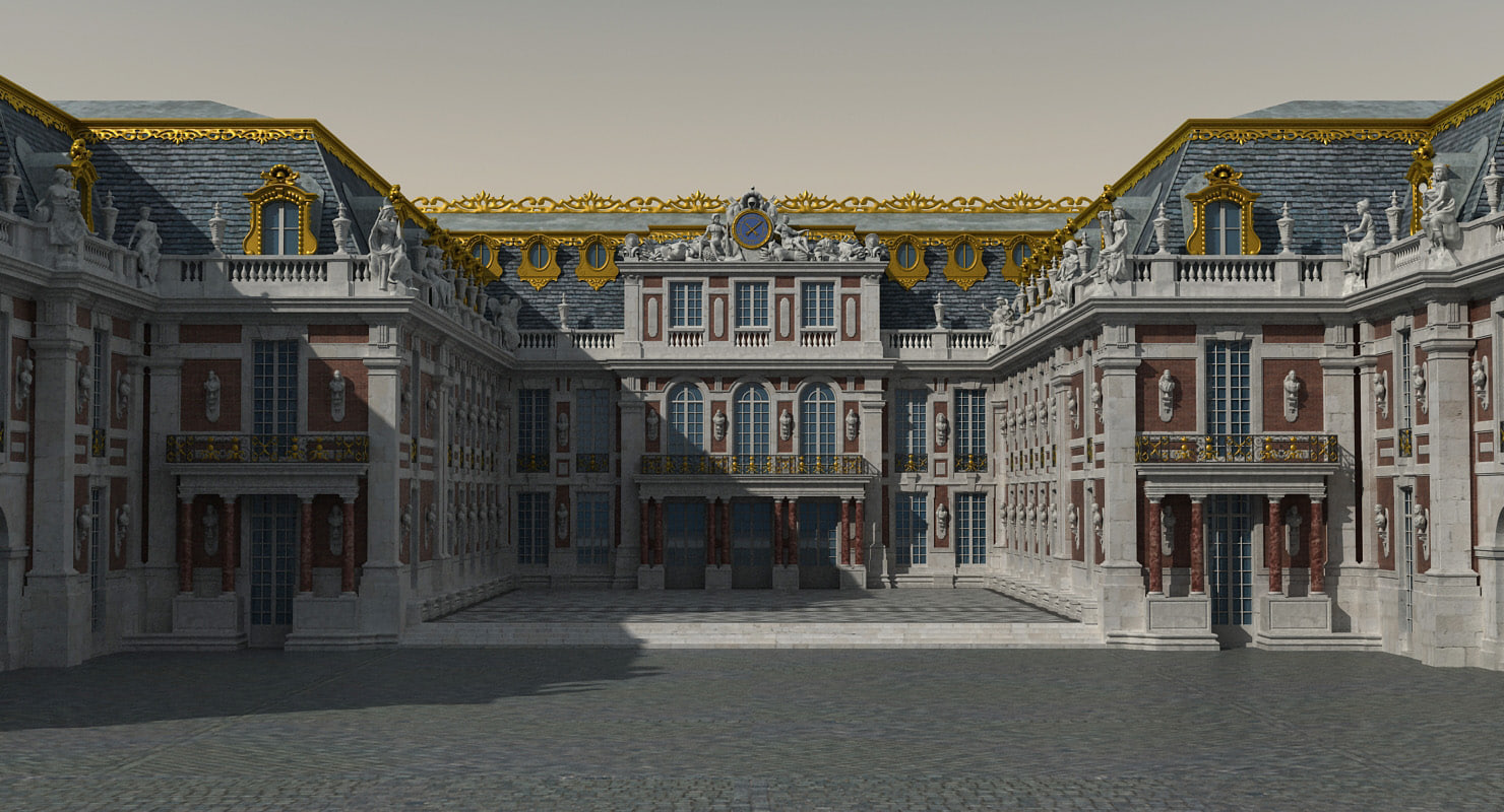 3d versailles palace entrance side