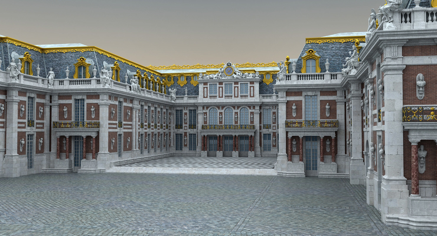 3d versailles palace entrance side