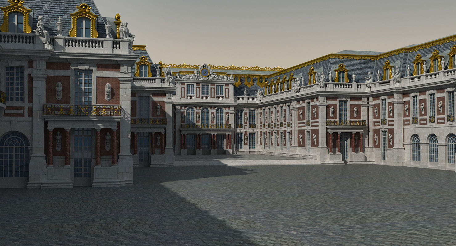 3d versailles palace entrance side