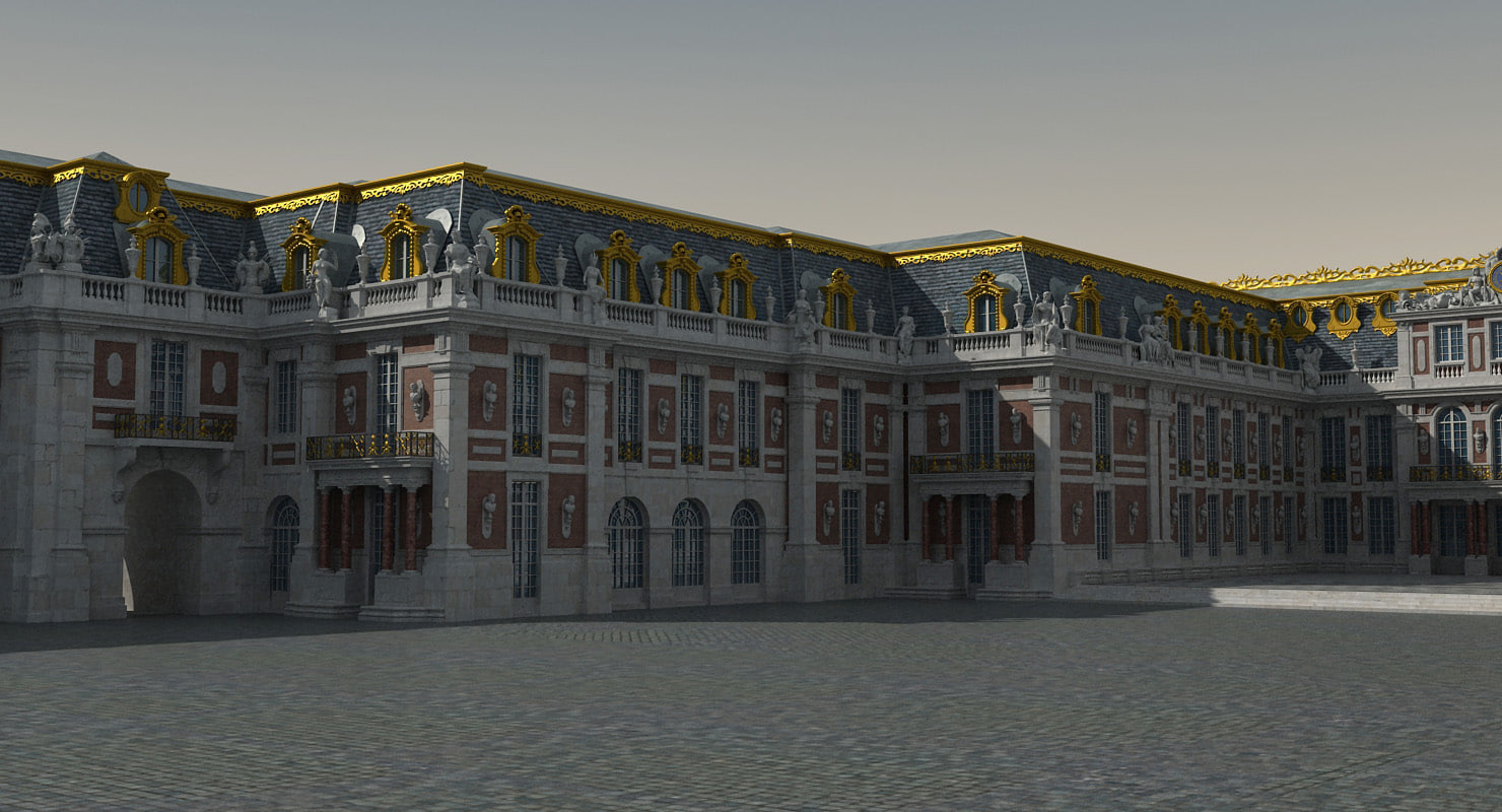 3d versailles palace entrance side