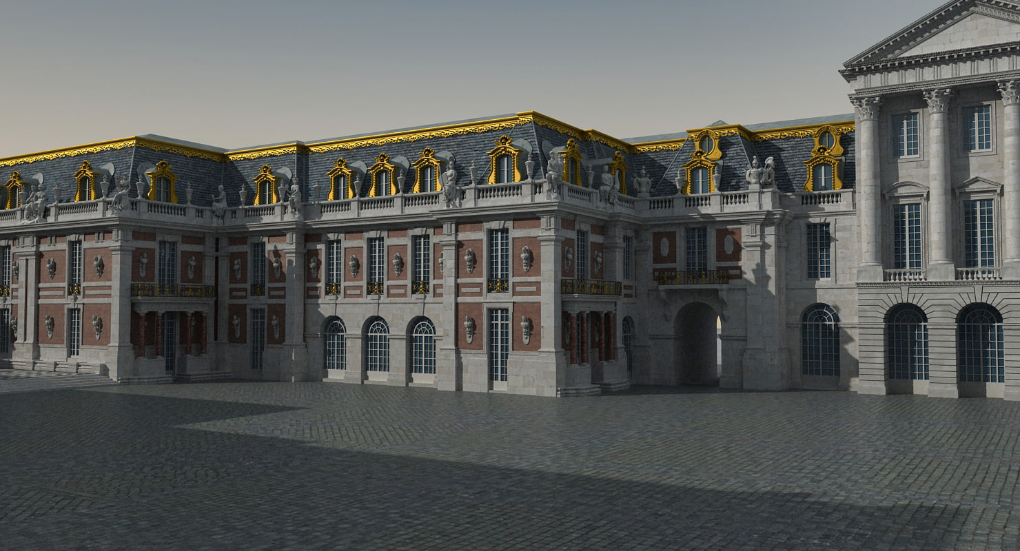 3d versailles palace entrance side