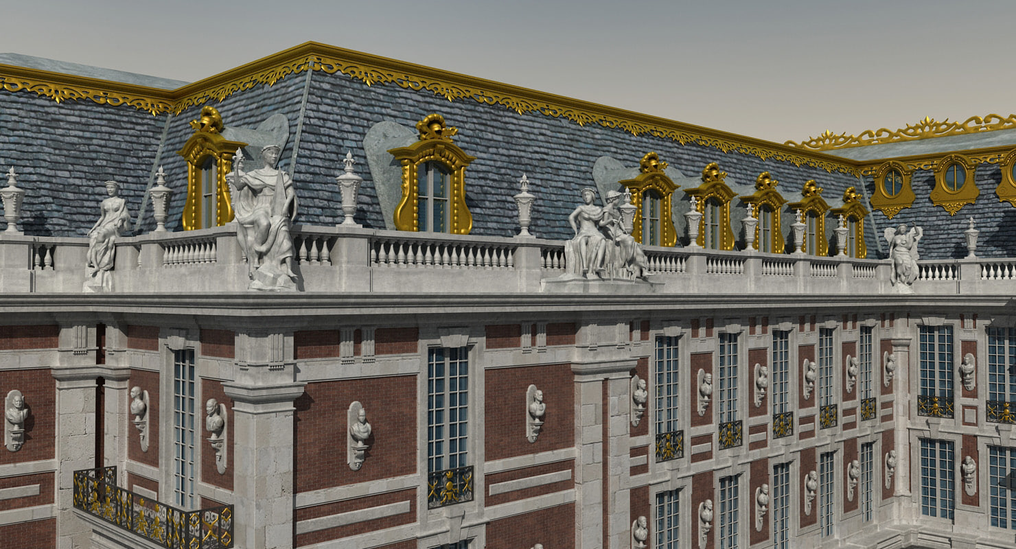 3d versailles palace entrance side