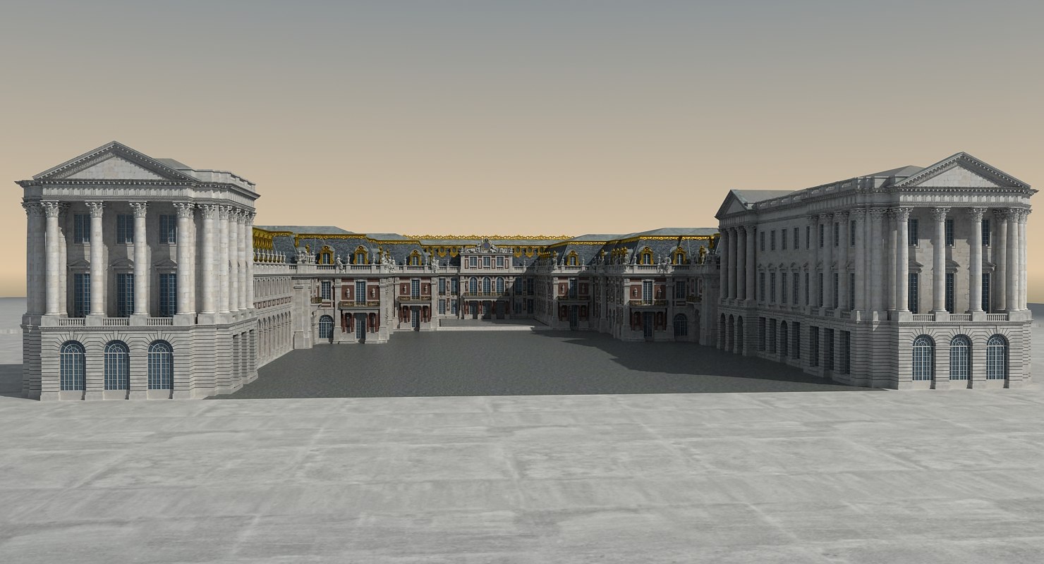 3d versailles palace entrance side