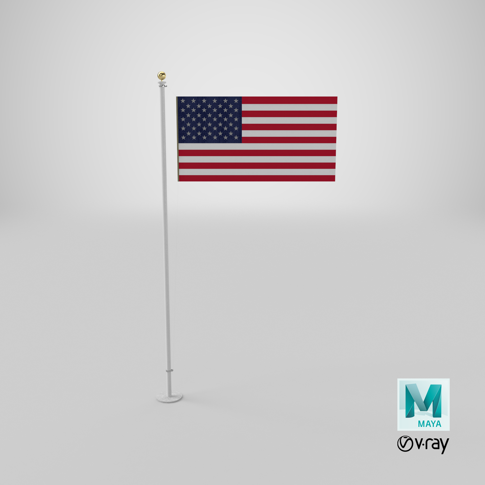 3d flag pole