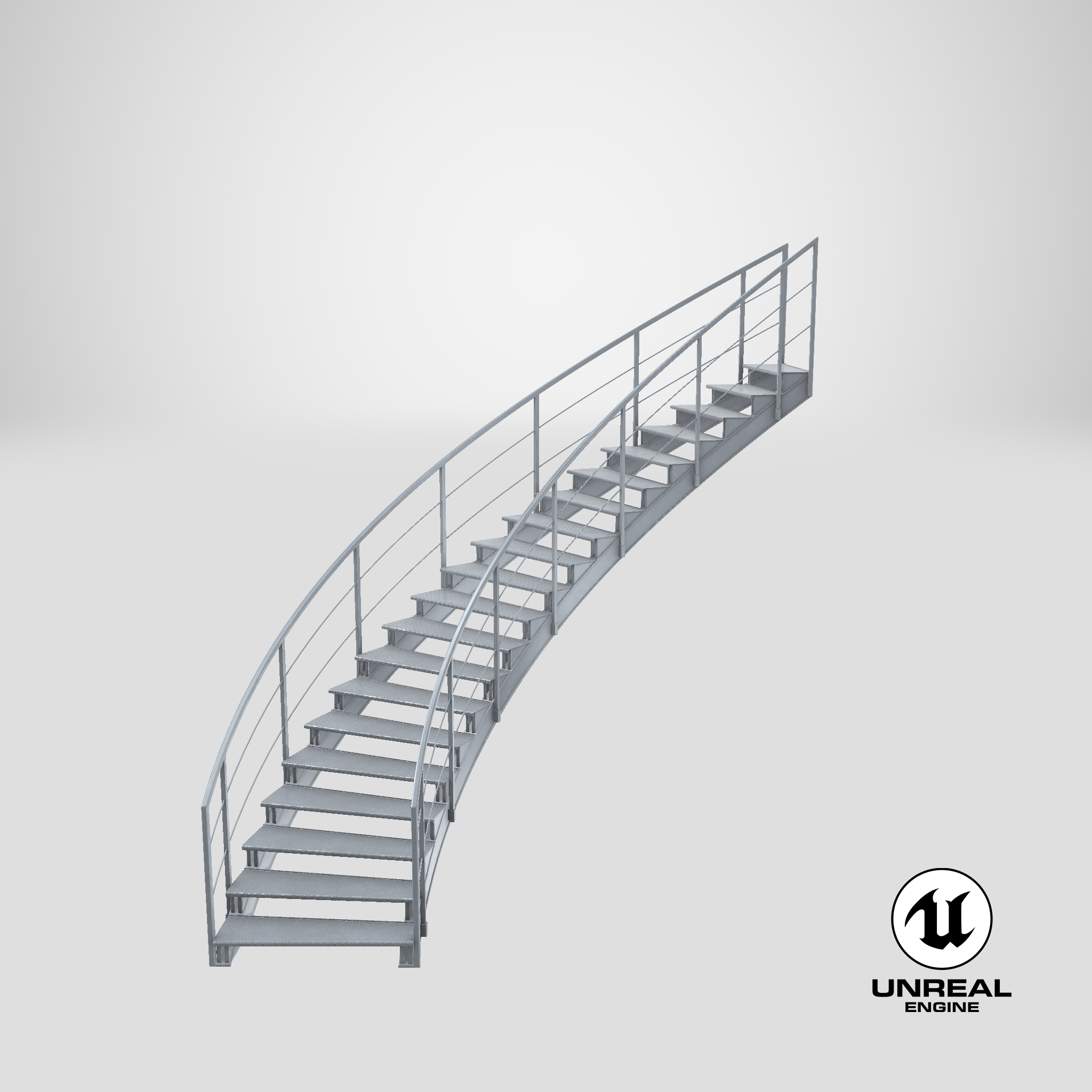 industrial staircase curved 3d model