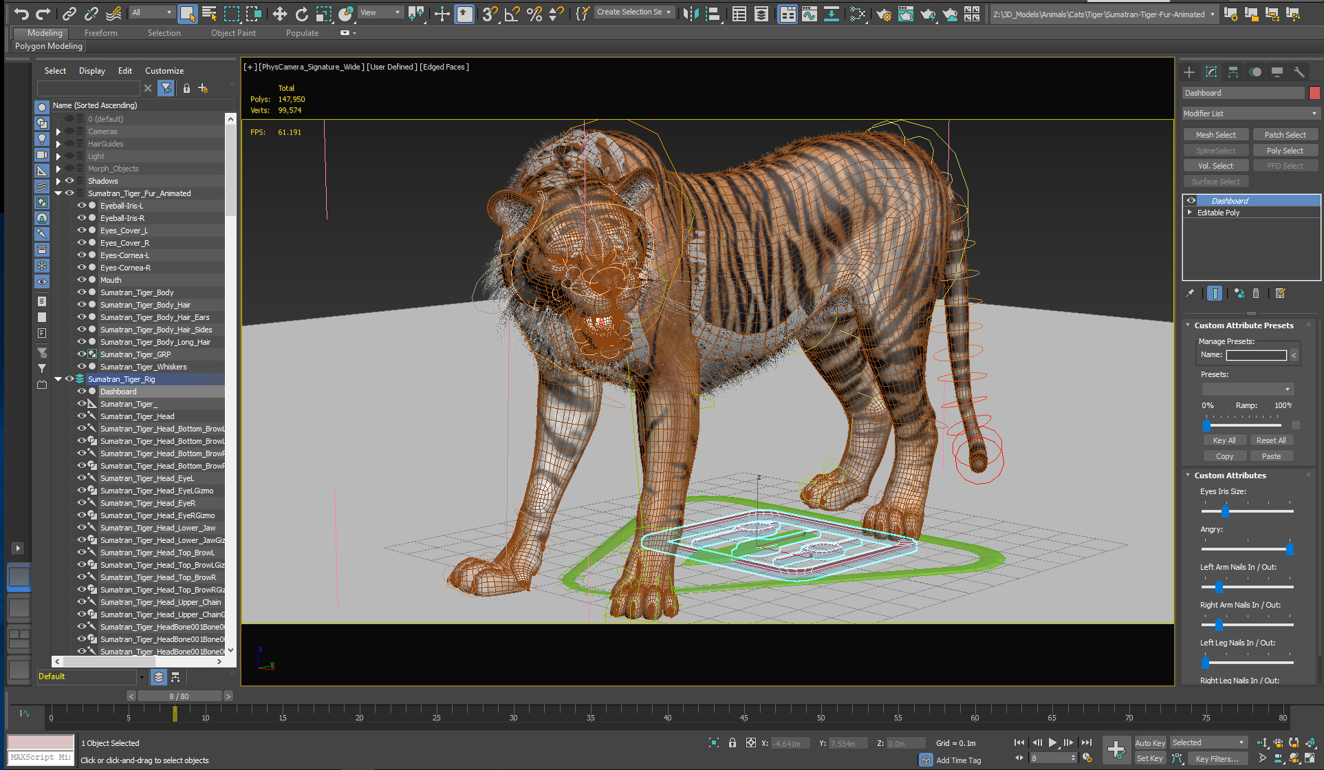 white sumatran tiger fur 3d model
