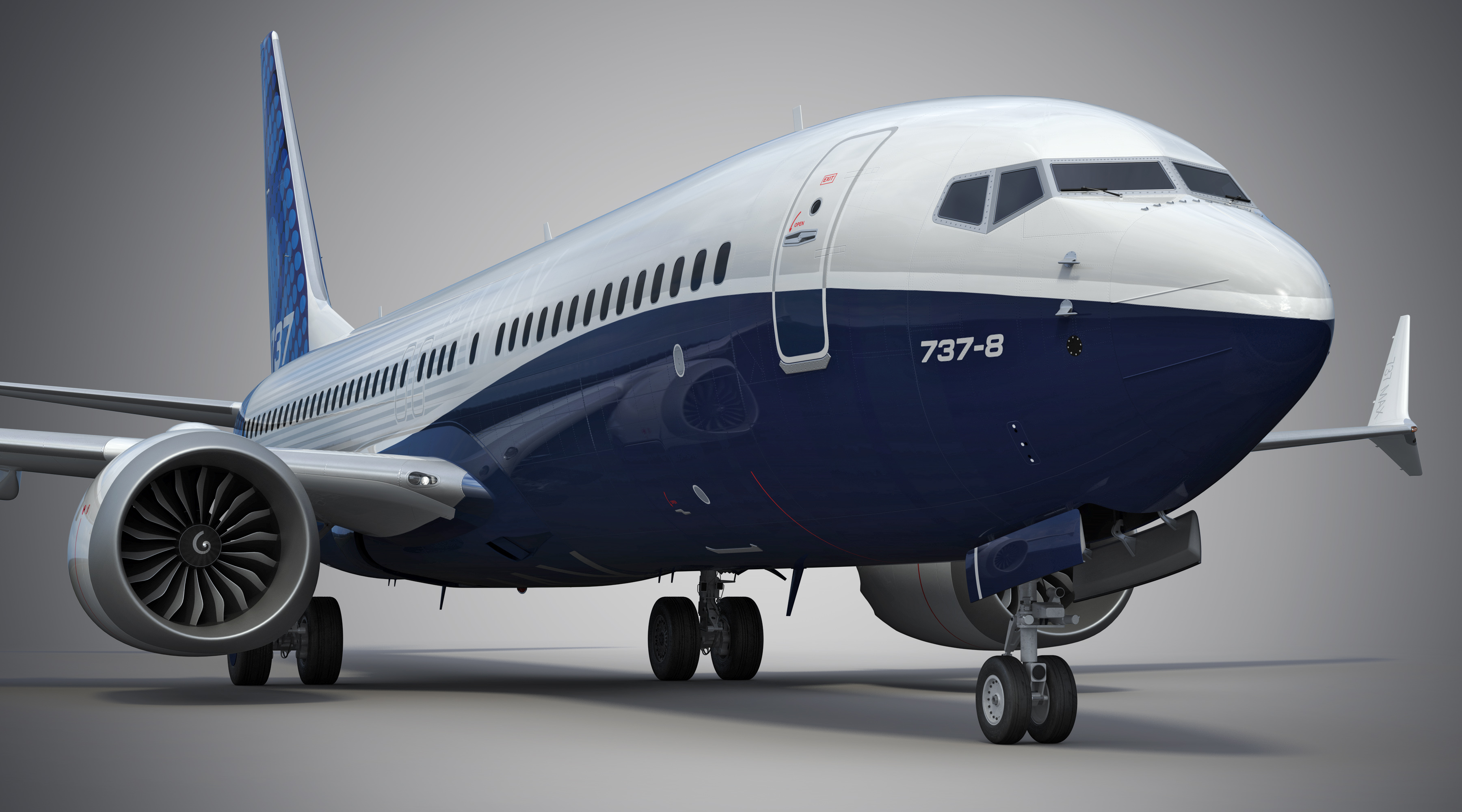 3d boeing 737-8 max with animation