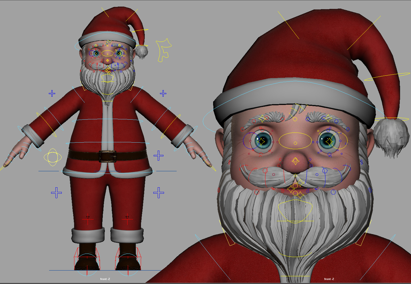 3d cartoon santa claus rigged character model