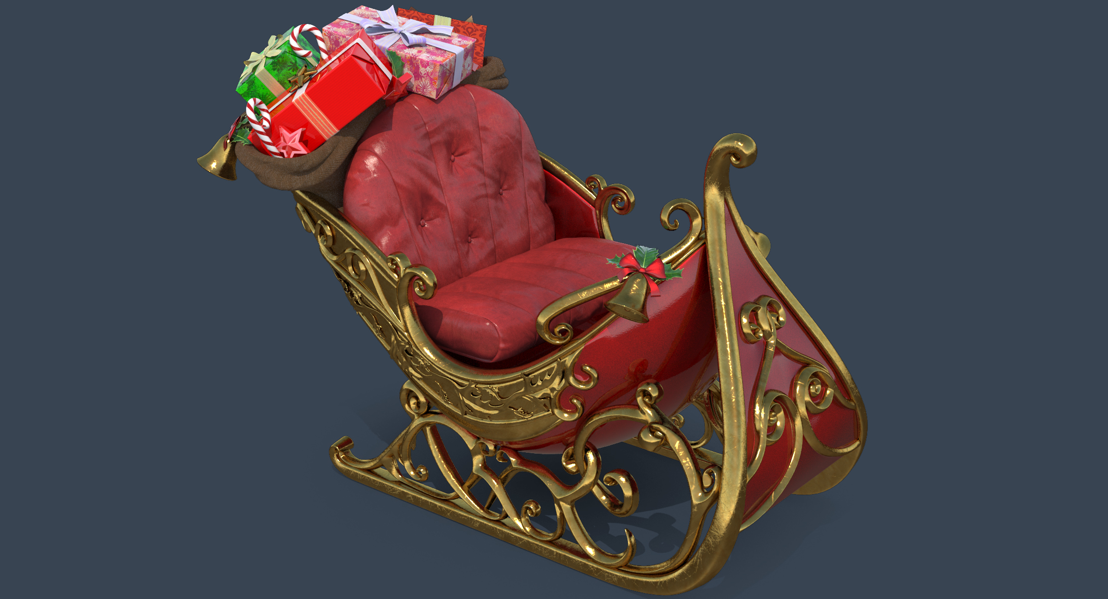 santa claus sleigh gift 3d model
