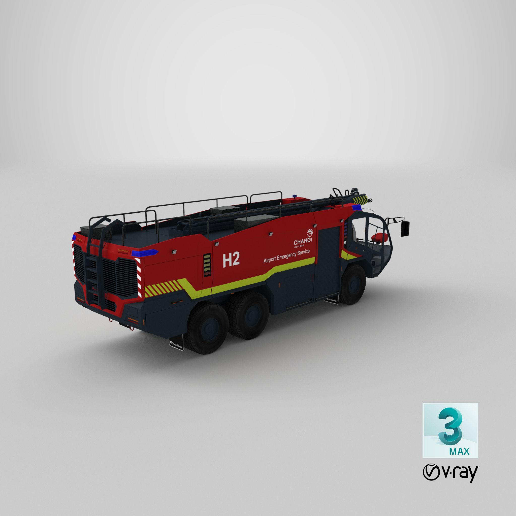 rosenbauer panther 6x6 changi airport 3d model