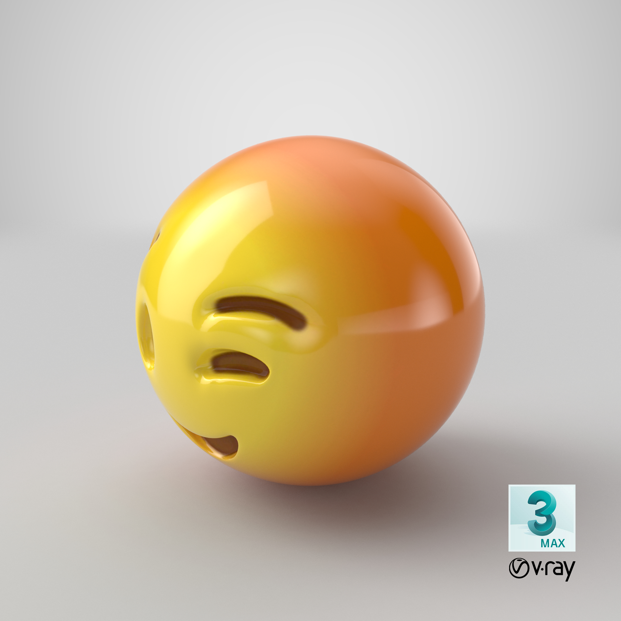 表情符号9眨眼脸3d模型