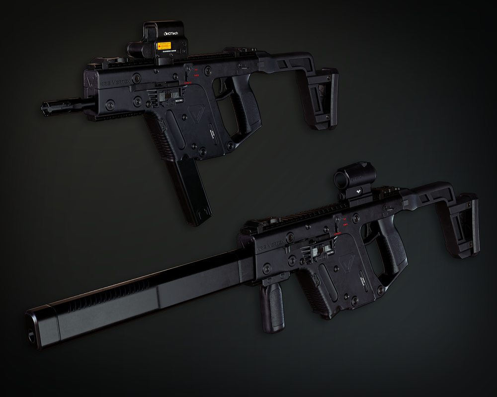 3d pbr vector submachine gun