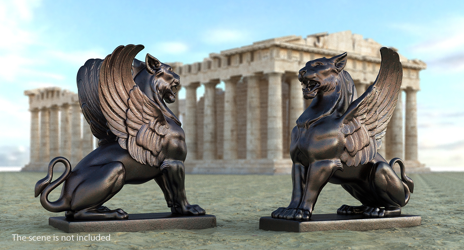 bronze griffin statue 3d model