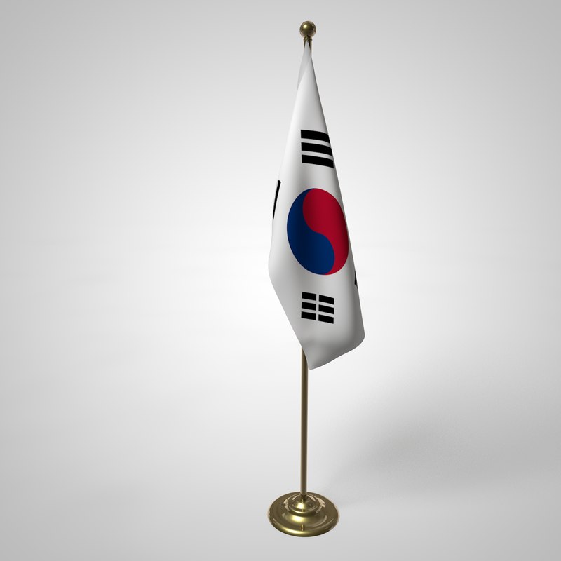 D South Korea Flag Pole Model Turbosquid