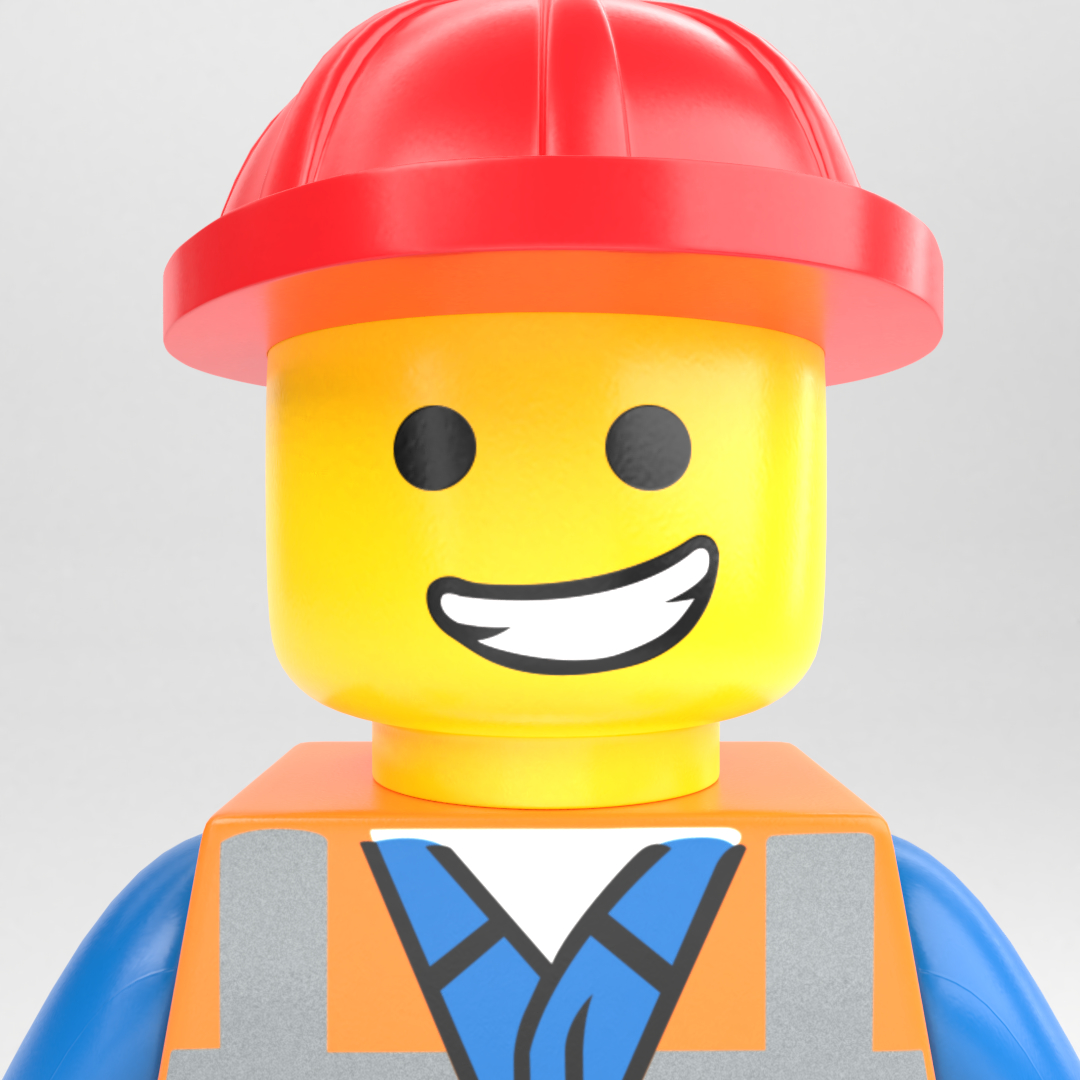lego minifigure construction worker 3d model