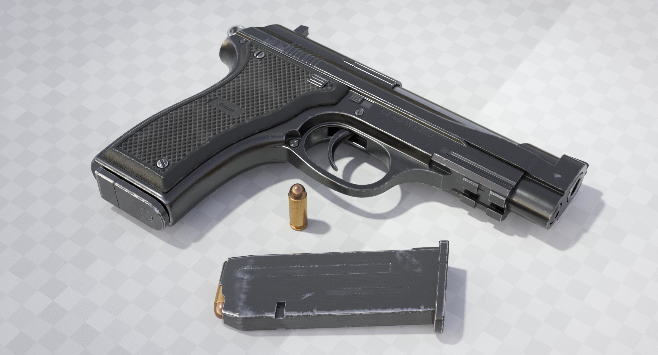 3d 9mm pistol model