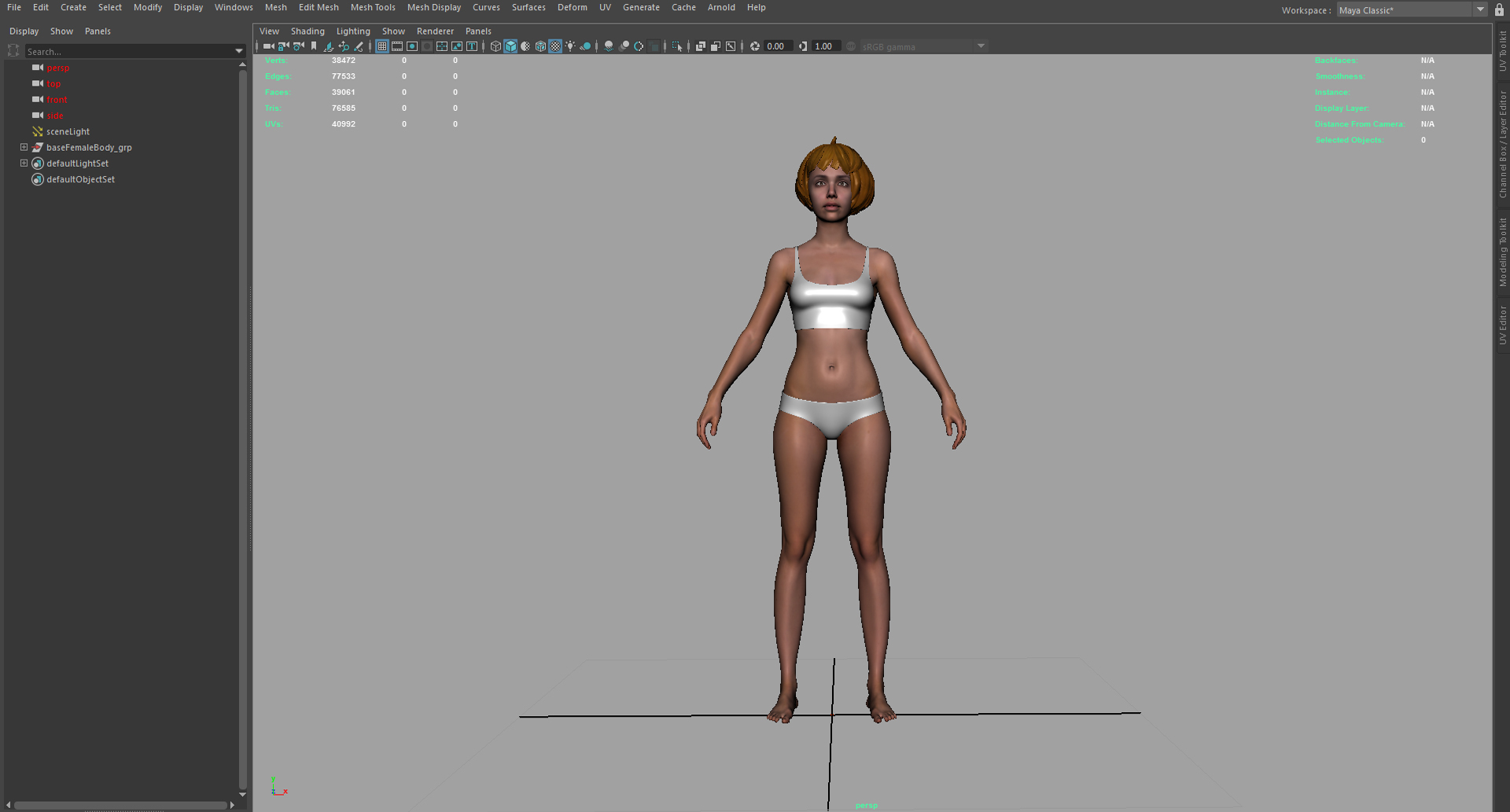 基础女性身体3d模型
