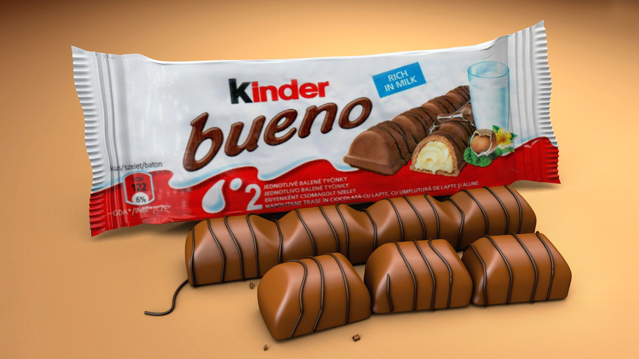 3d kinderbueno chocolate bars modeled model