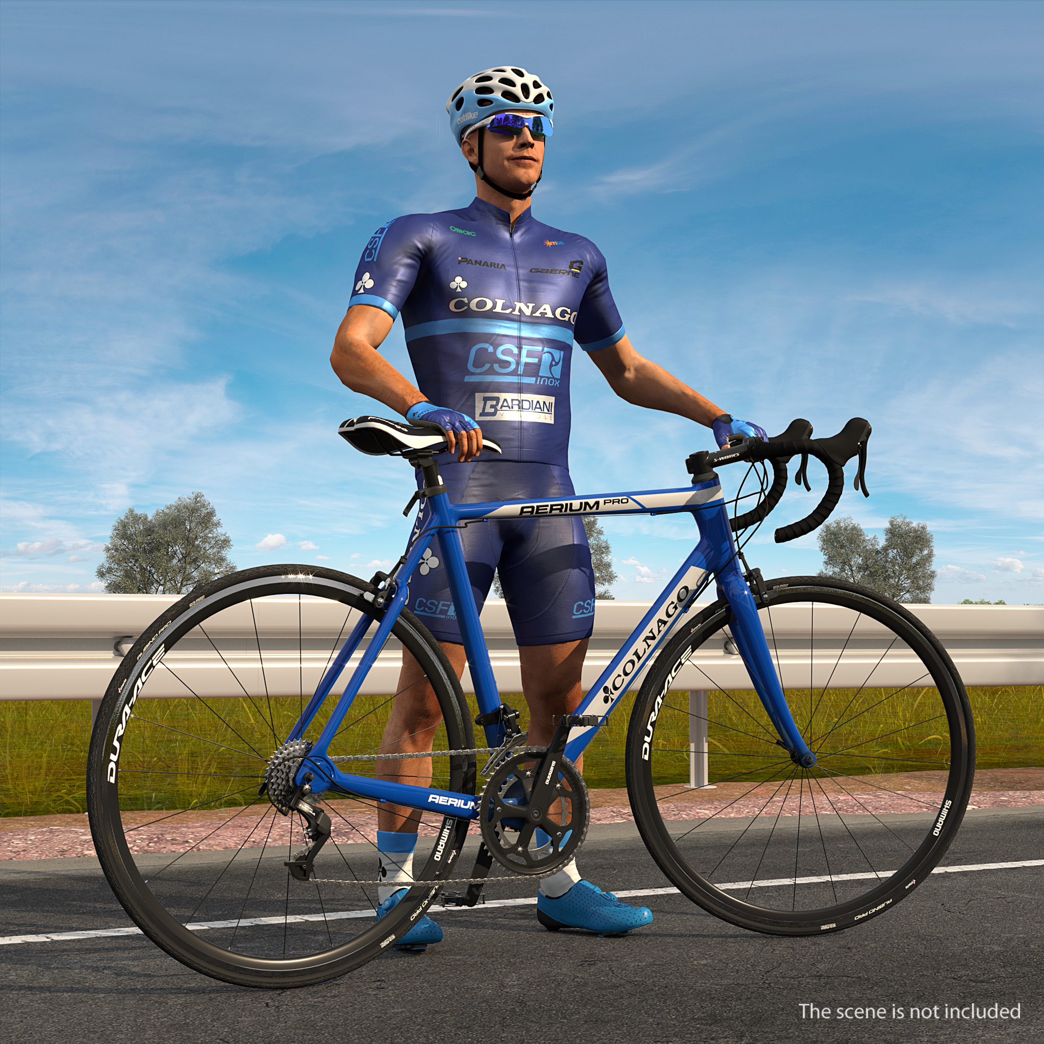 cyclist athlete blue suit 3d model