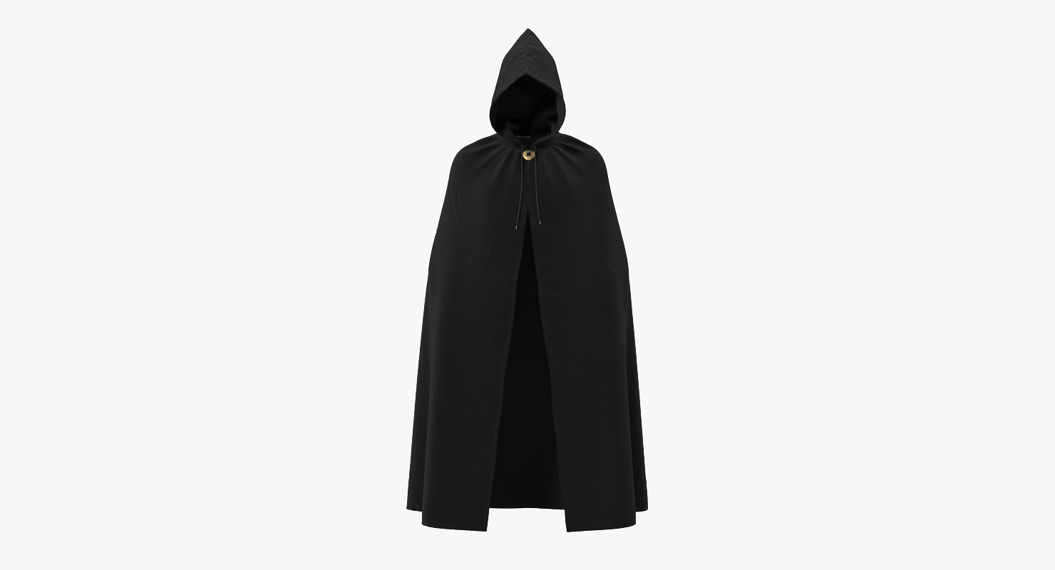 black cloak cape hood 3d
