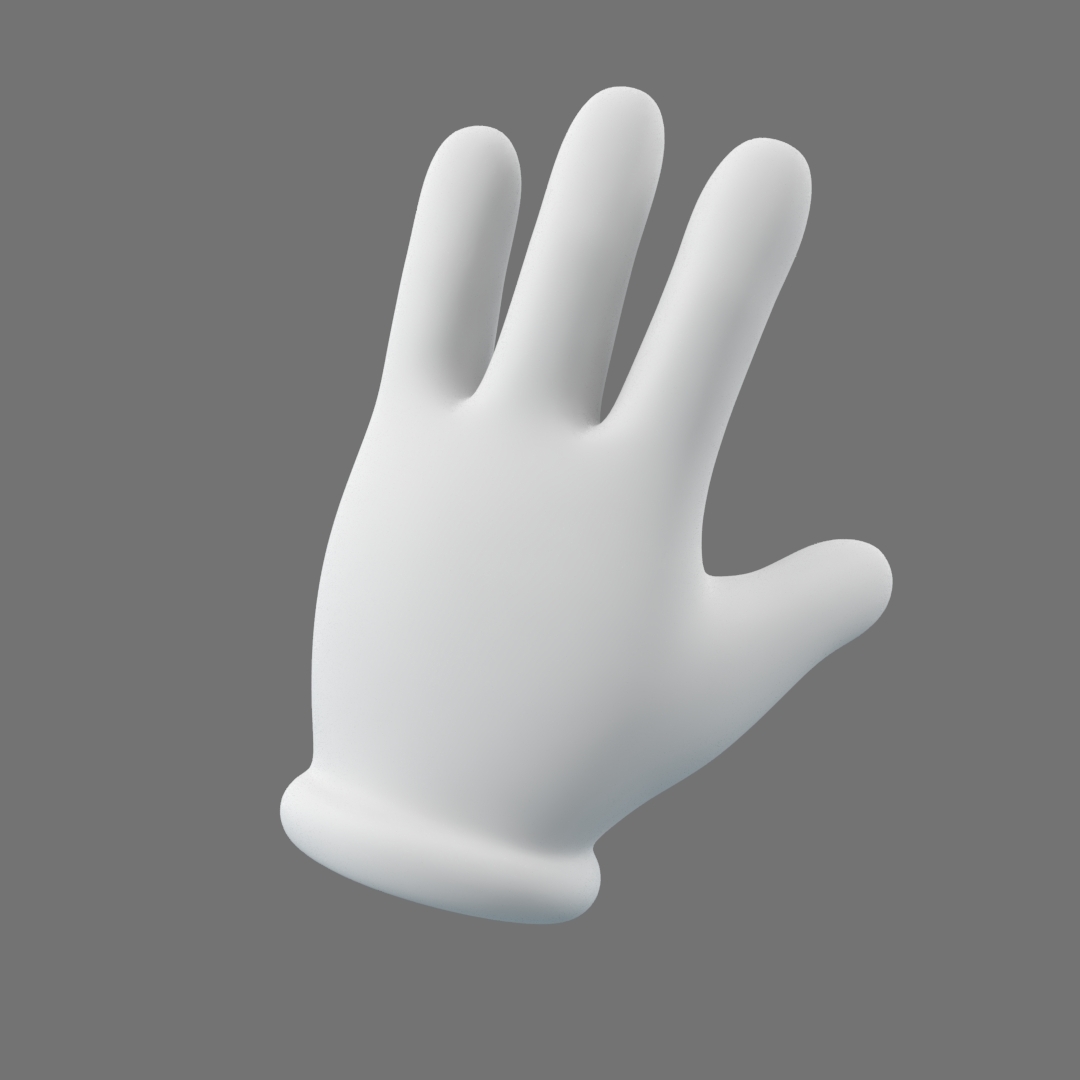 3d gloved hand 4 fingers