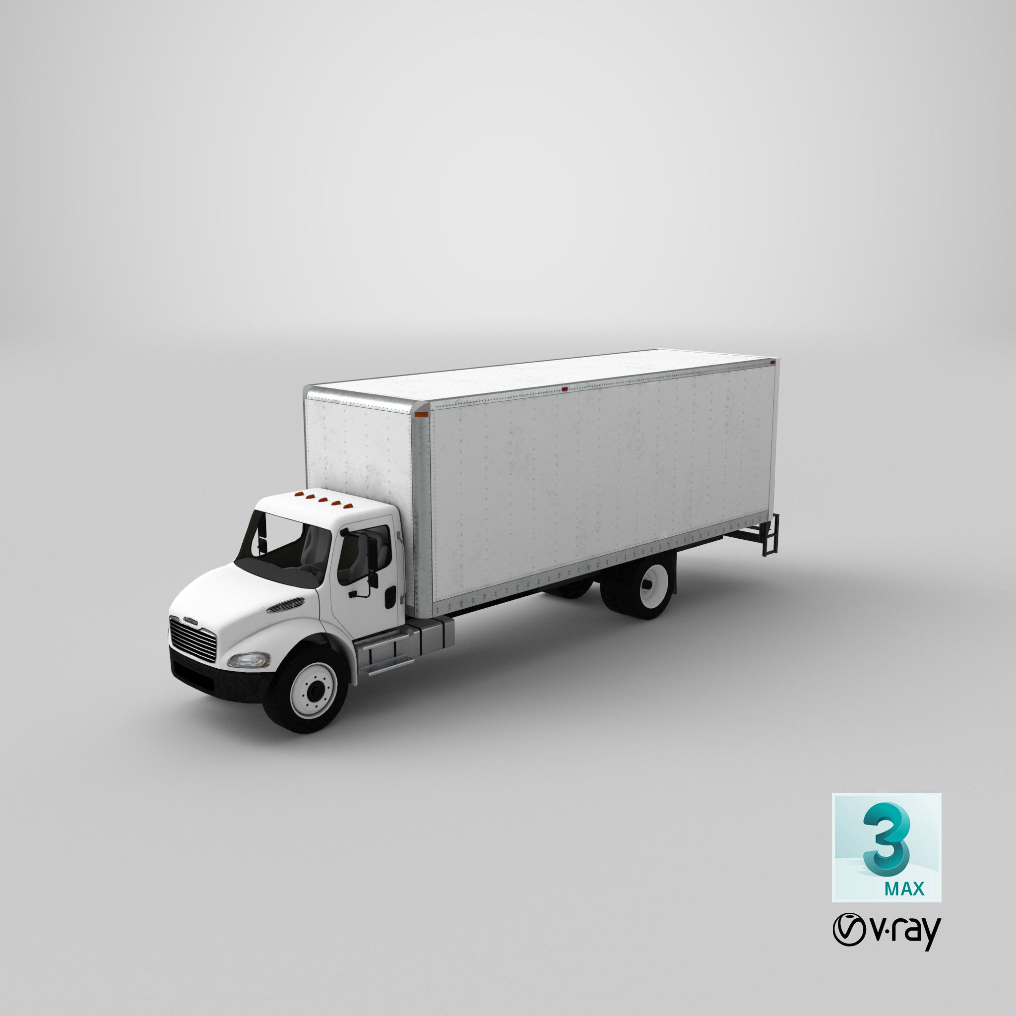 realistic freightliner m2 box 3d model