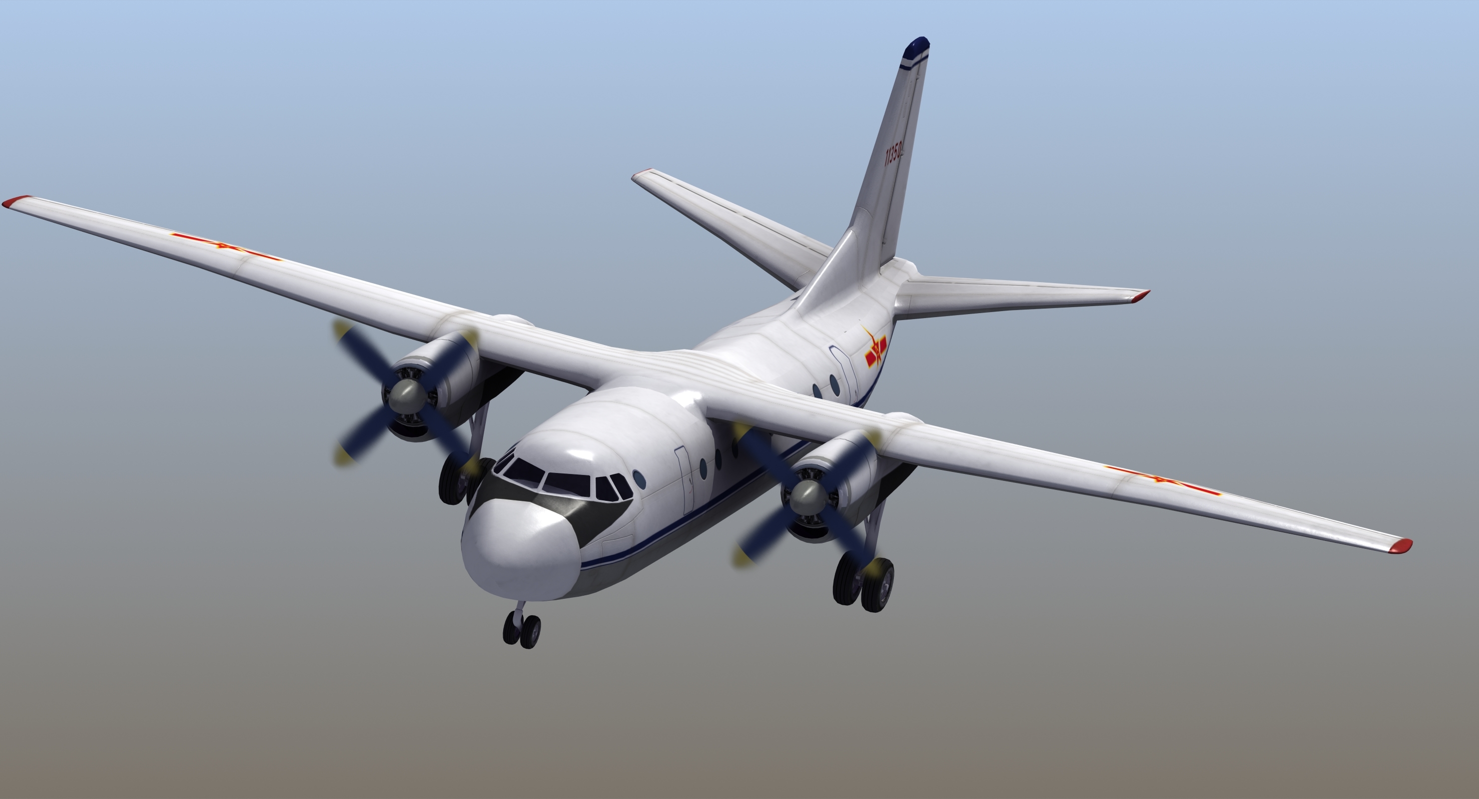 xian y-7 transport aircraft 3d model