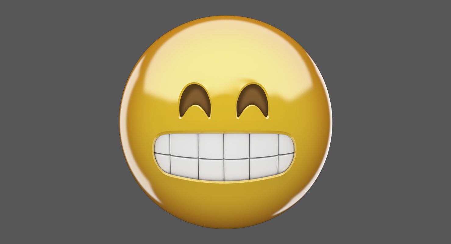 表情符号3d咧嘴脸3d模型