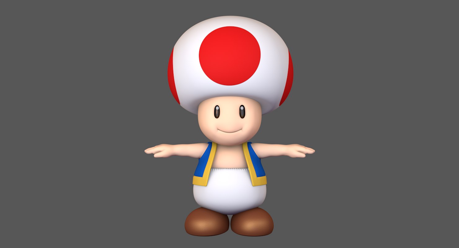 D Toad Toadstool Mushroom Super Mario Turbosquid