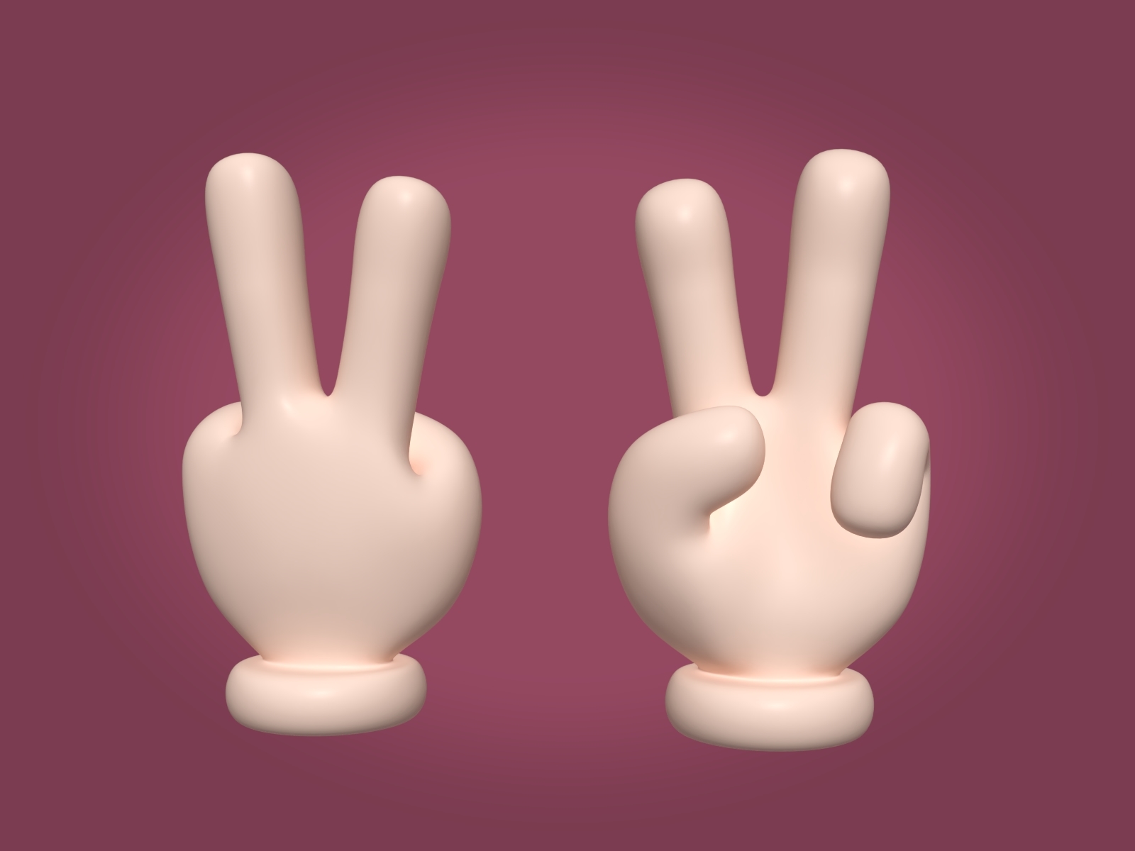 3d cartoon victory sign icon