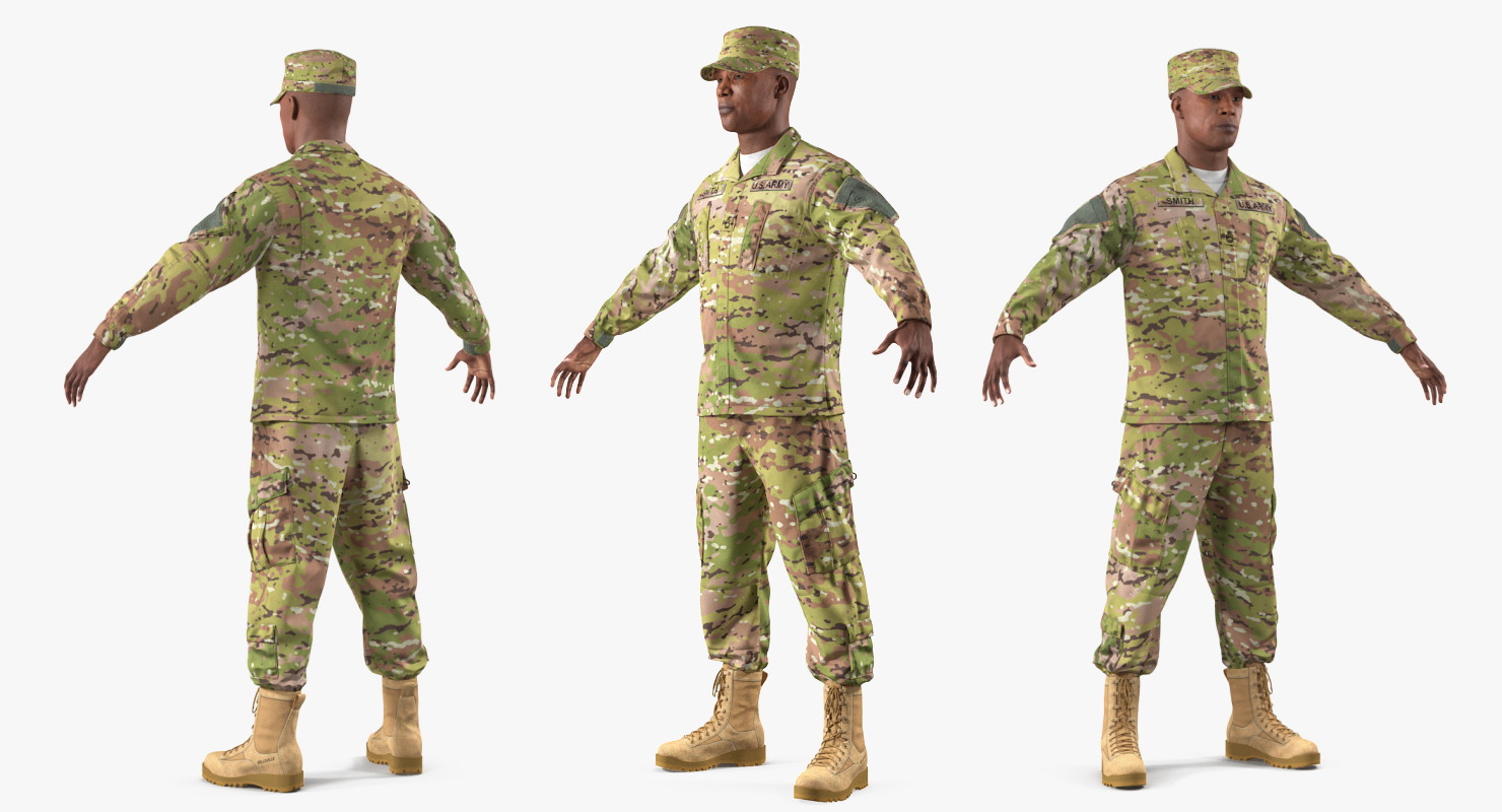 army soldier camofluage rigged 3d model