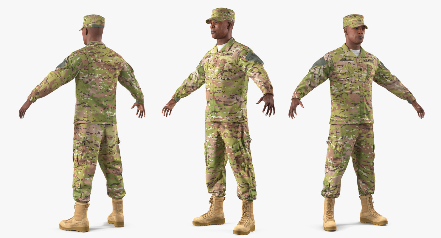 美国陆军士兵迷彩制服t-pose3d模型