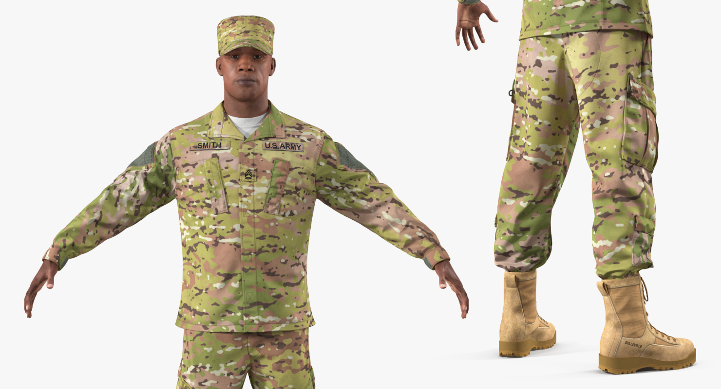 美国陆军士兵迷彩制服t-pose3d模型