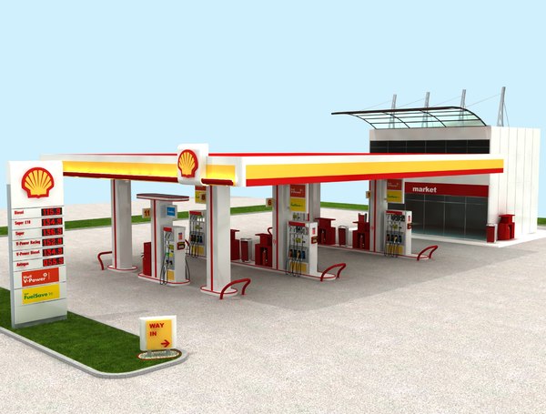 D Gas Station Shell Turbosquid