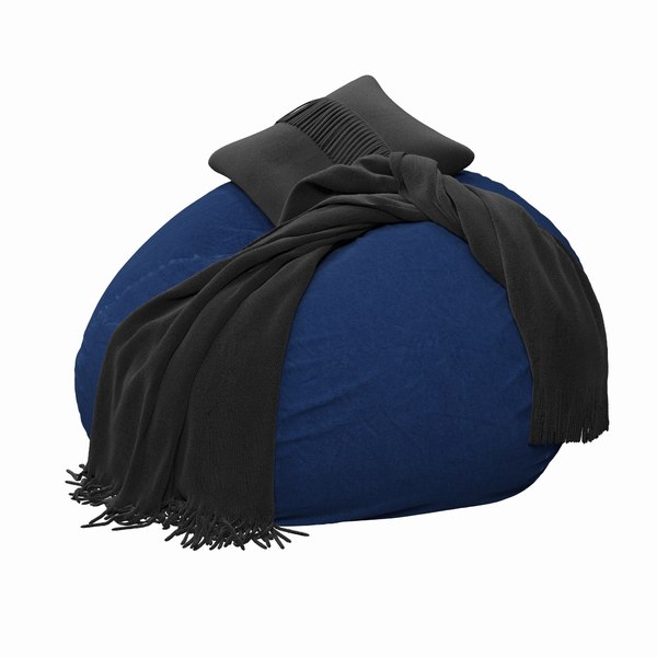 3d navy washed twill beanbag model