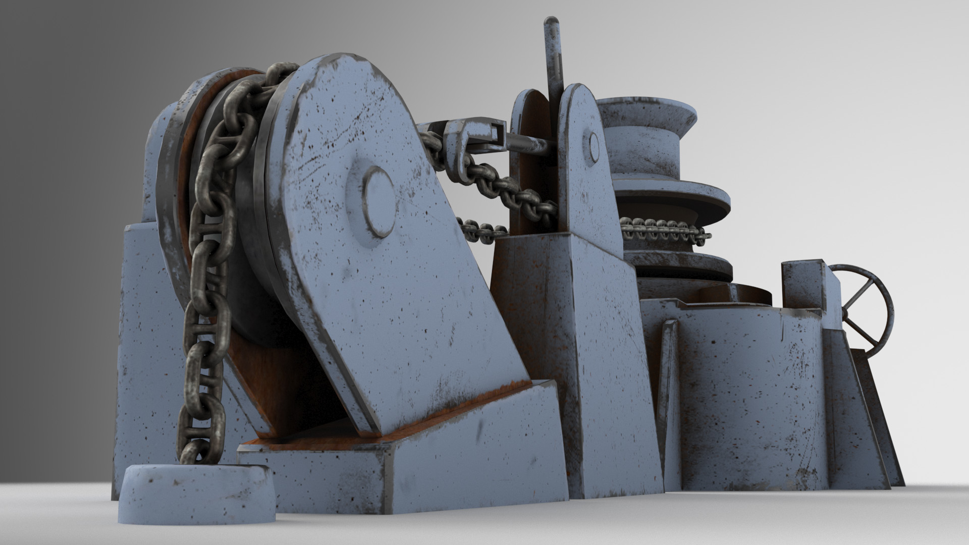 3d capstan winch ropes model