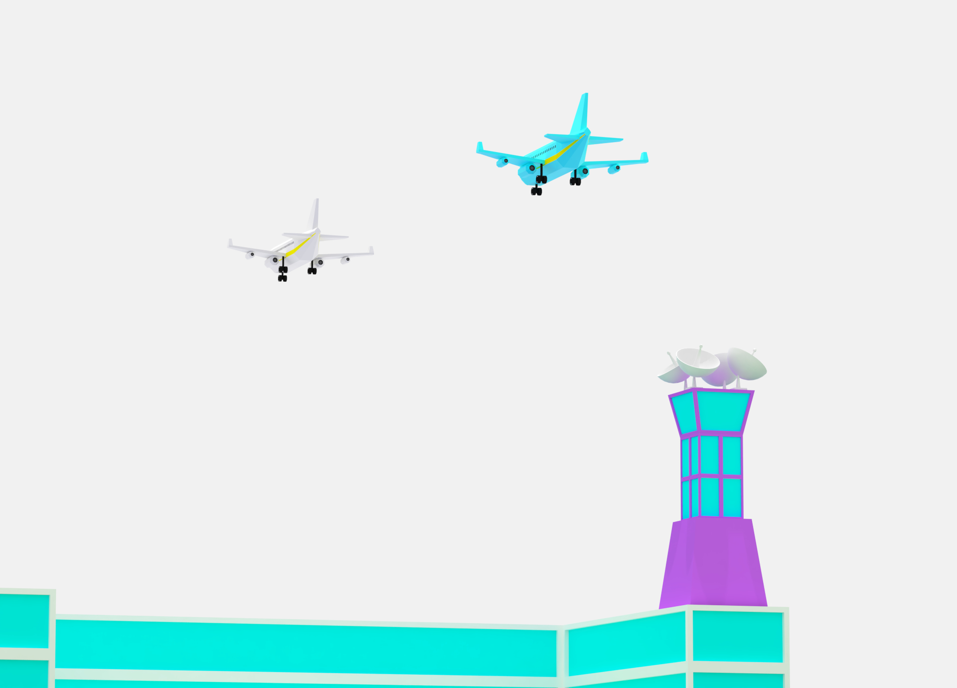 卡通简单机场套餐3d模型