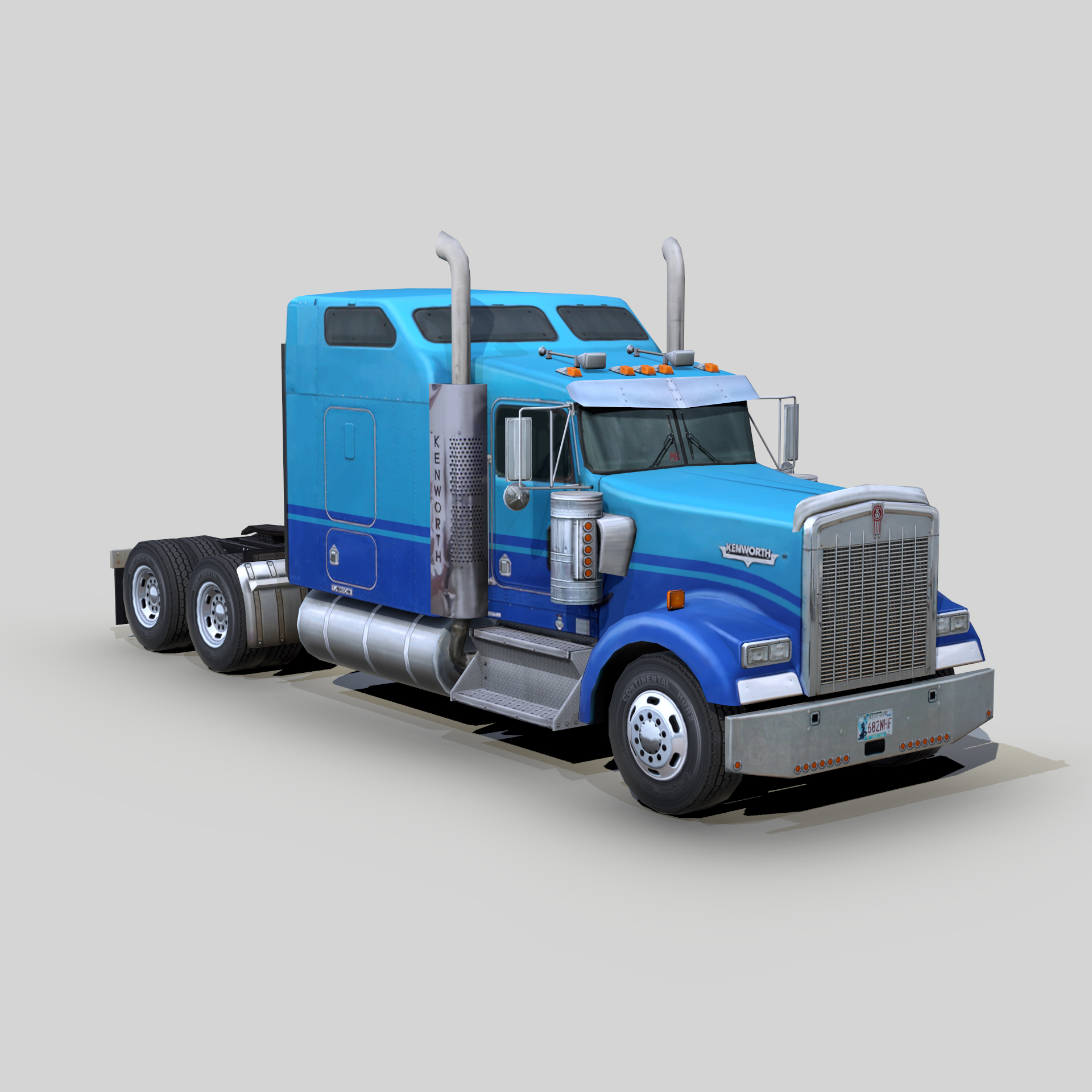 kenworth w900 semi truck3d模型