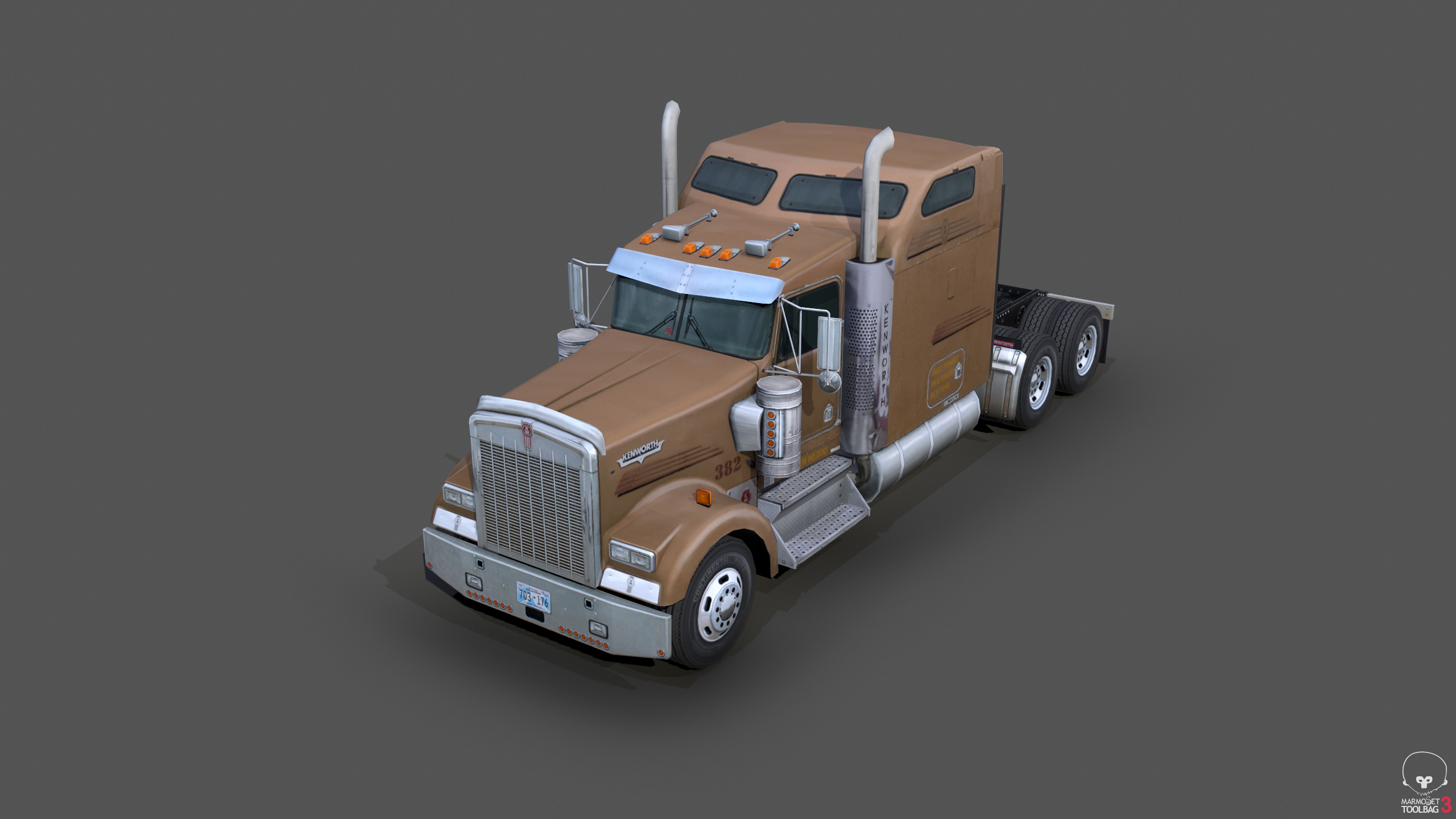 kenworth w900 semi truck3d模型