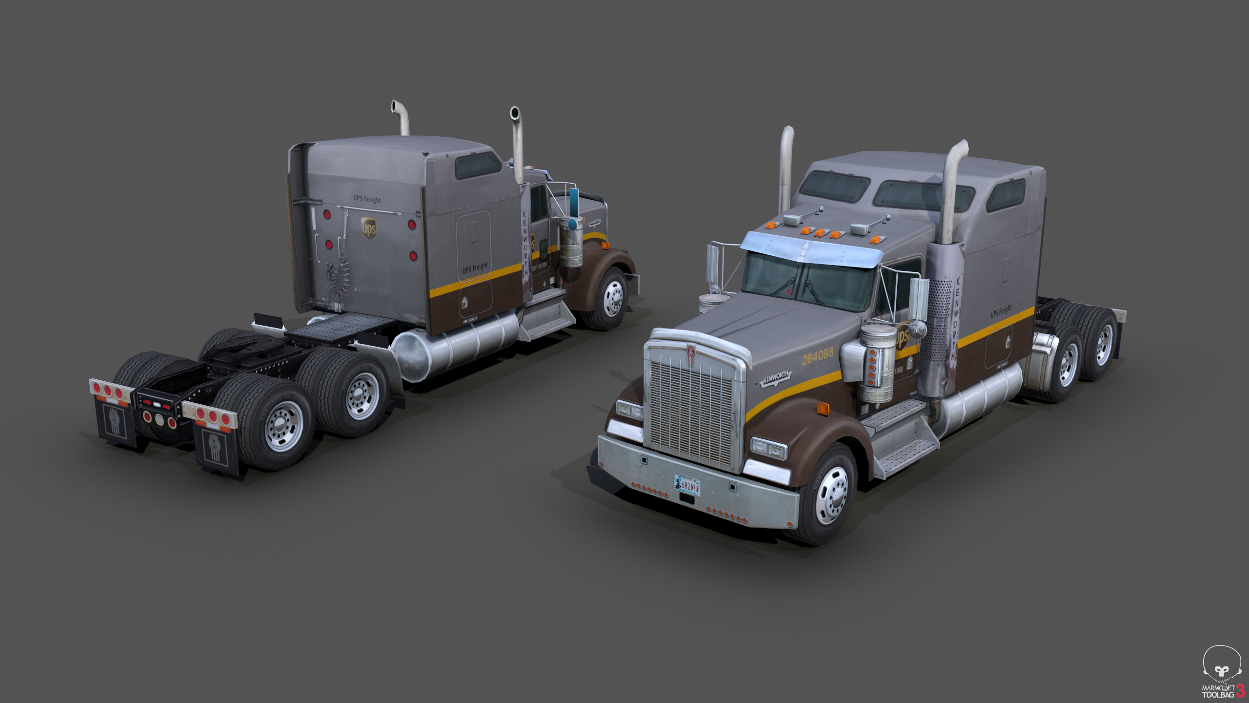 kenworth w900 semi truck3d模型
