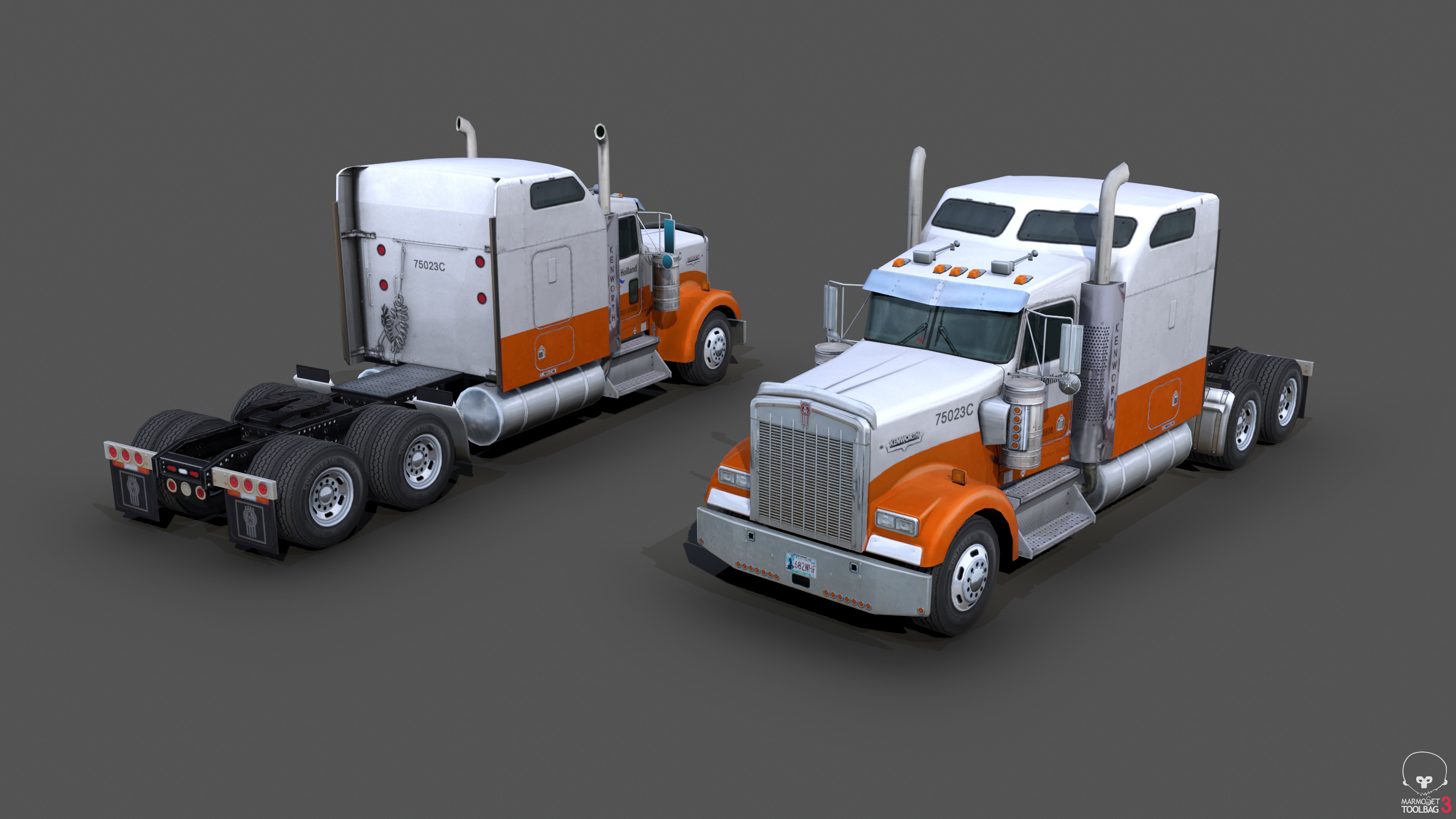 kenworth w900 semi truck3d模型